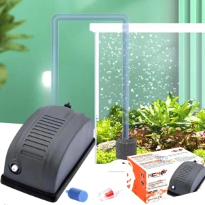 kickAt Single Outlet Aquarium Oxygen Air Pump for Air Bubble and Oxygen of Fish Tank with pipe and stone