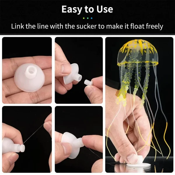 KickAt Artificial Silicone Floating Jellyfish Ornament Decor for Aquarium Fish Tank