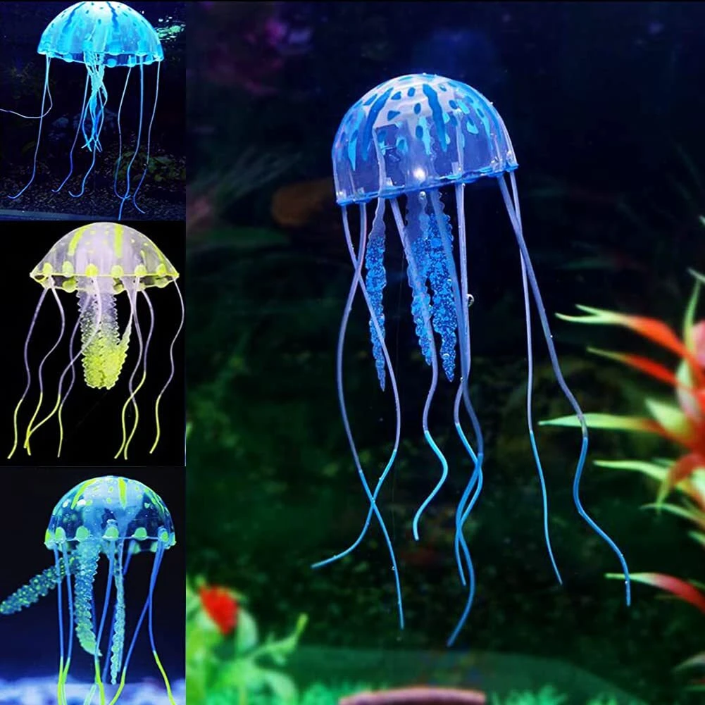 2-fluorescence-jellyfish-ornament-decoration-for-aquarium-fish-original-imagus2fckfv49zt KickAt Artificial Silicone Floating Jellyfish Ornament Decor for Aquarium Fish Tank
