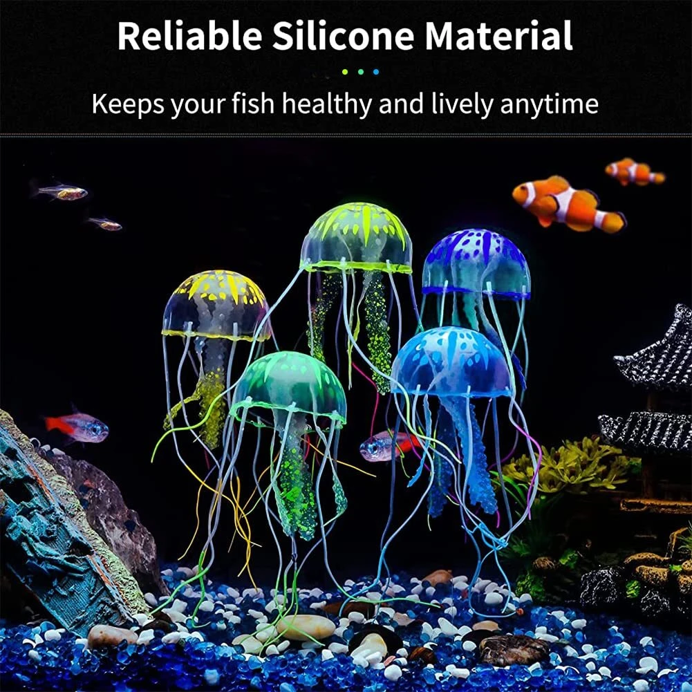 2-fluorescence-jellyfish-ornament-decoration-for-aquarium-fish-original-imagus2fvzkqya5z KickAt Artificial Silicone Floating Jellyfish Ornament Decor for Aquarium Fish Tank