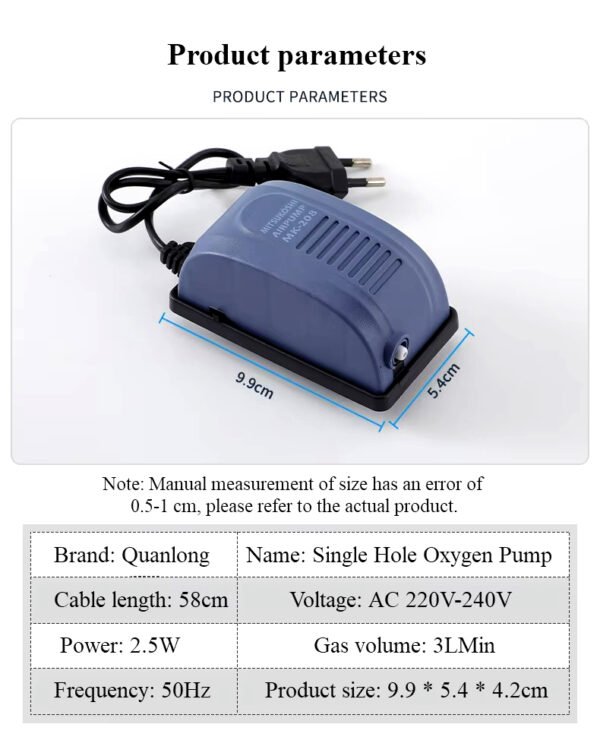 KickAt Single Outlet Aquarium Oxygen Air Pump for Air Bubble and Oxygen of Fish Tank with pipe and stone